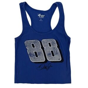 Y2K Dale Earnhardt Jr Racerback Cropped Tank Top Blue 88 4Her Size Large